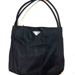 Prada Black Nylon Tote with Triangle Logo